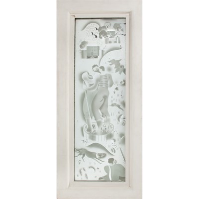 Lot 350 - Art Deco Panel 1930-40s Etched glass and...