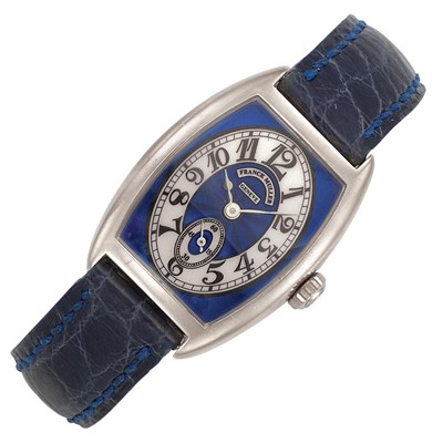 Lot 92 - Lady's White Gold and Blue Guilloche Enamel 'Chronometro' Wristwatch, Franck Muller