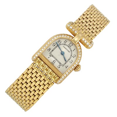Lot 8 - Lady's Gold and Diamond 'Calandre' Wristwatch, Cartier, Paris