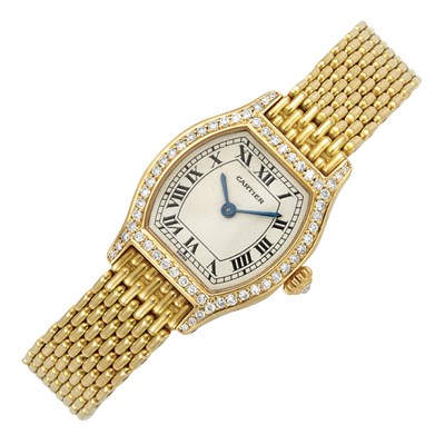 Lot 10 - Lady's Gold and Diamond 'Tortue' Wristwatch, Cartier, Paris