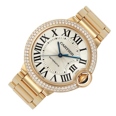 Lot 137 - Lady's Rose Gold and Diamond 'Ballon Bleu' Wristwatch, Cartier