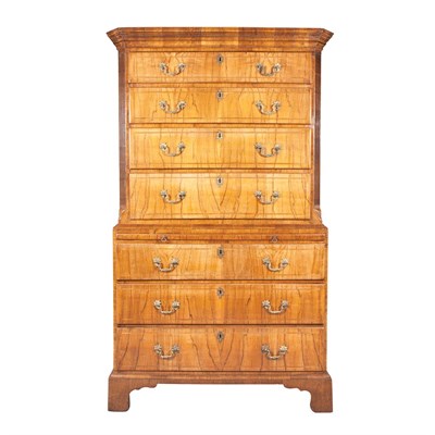 Lot 527 - George II Inlaid Walnut Chest on Chest Second...