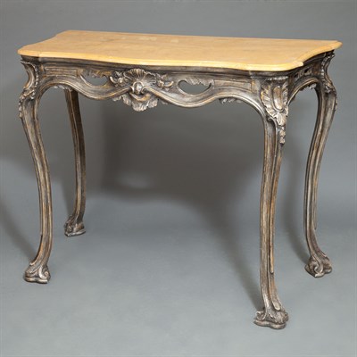 Lot 387 - Italian Rococo Style Carved and Silver Leaf...