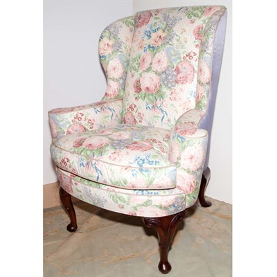 Lot 179 - Queen Anne Style Walnut Wing Chair