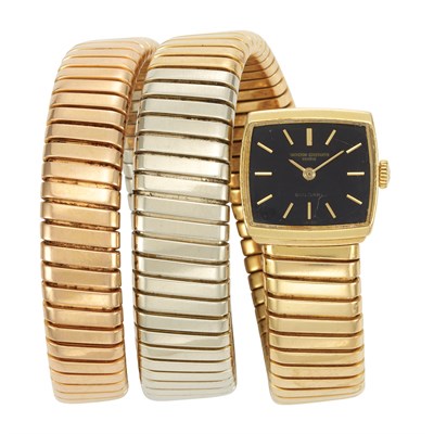 Lot 140 - Tricolor Gold 'Tubogas' Coiled Wristwatch, Bulgari