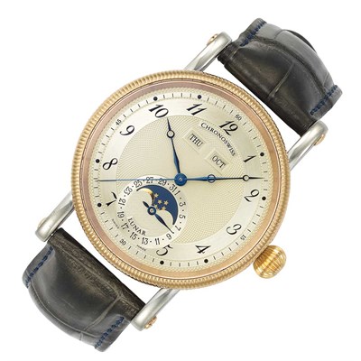 Lot 145 - Gentleman's Gold and Stainless Steel Triple Calendar Lunar Wristwatch, Chronoswiss