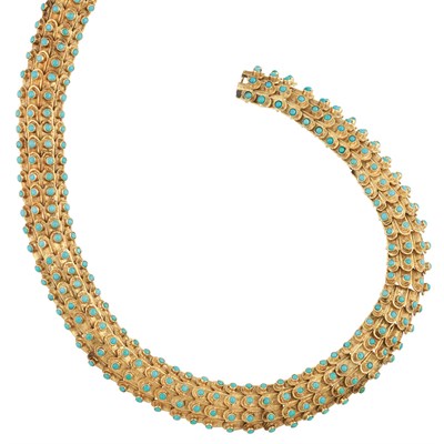 Lot 309 - Gold and Turquoise Necklace