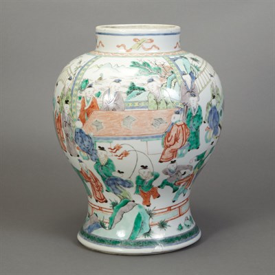 Lot 209 - Chinese Famille Verte Glazed Porcelain Vase...