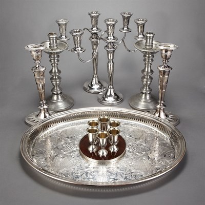 Lot 379 - Group of Silver Plated and Pewter Table...