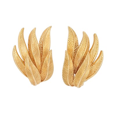 Lot 308 - Pair of Gold Leaf Earclips, Van Cleef & Arpels, France