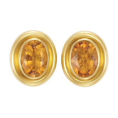 Lot 34 - Pair of Gold and Citrine Earclips, Tiffany & Co., Paloma Picasso