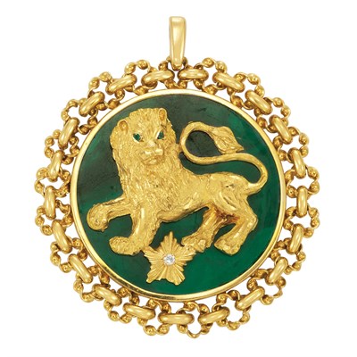 Lot 125 - Gold, Malachite and Diamond Pendant, Van Cleef & Arpels