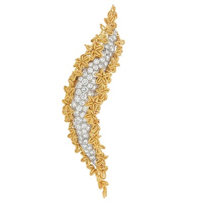 Lot 360 - Gold, Platinum and Diamond Clip-Brooch