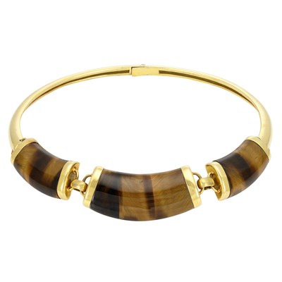 Lot 287 - Gold and Tiger's Eye Necklace, Trio