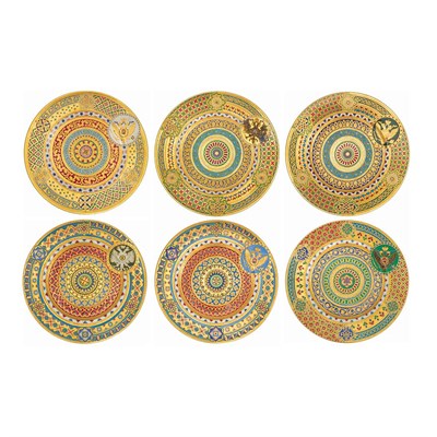 Lot 258 - Set of Six Russian Gilt and Polychrome...