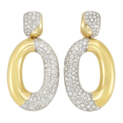 Lot 268 - Pair of Gold and Diamond Pendant-Earrings