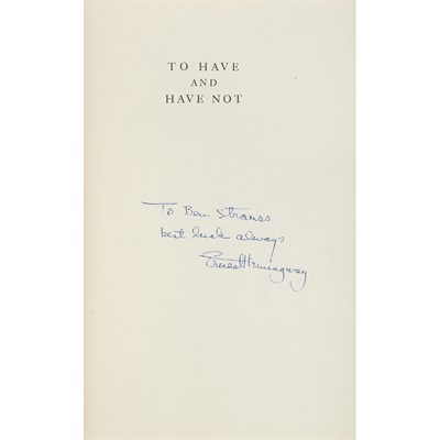 Lot 178 - HEMINGWAY, ERNEST Three volumes inscribed to...