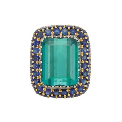 Lot 377 - Two-Color Gold, Tourmaline and Sapphire Ring, Buccellati