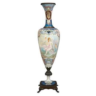 Lot 539 - Sevres Style Bronze Mounted Porcelain Urn...