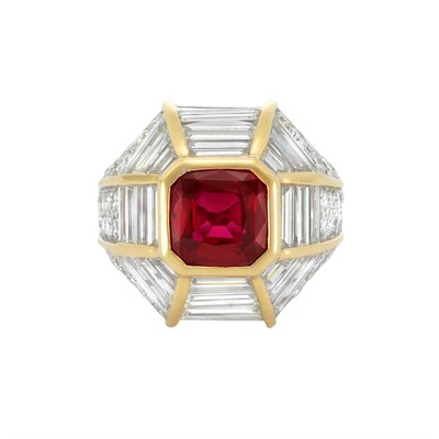 Lot 323 - Platinum, Gold, Ruby and Diamond Ring, by Marvin Schluger