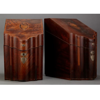 Lot 332 - Pair of George III Inlaid Mahogany Slant Lid...