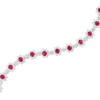 Lot 333 - Platinum, Ruby and Diamond Bracelet