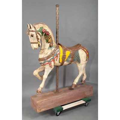 Lot 150 - Carved and Painted Carousel Horse Depicted...