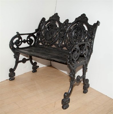 Lot 136 - Black Painted Iron Garden Bench Length 35 1/3...