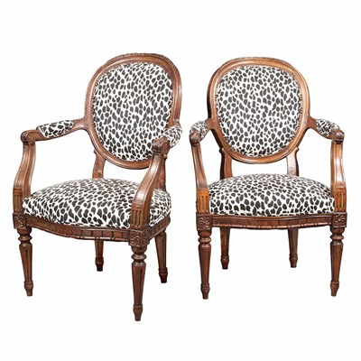 Lot 348 - Pair of Provincial Louis XVI Stained Beechwood...