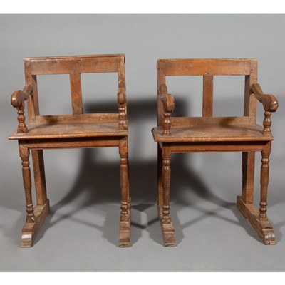 Lot 164 - Pair of Provincial Oak Armchairs