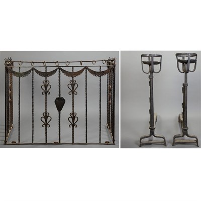 Lot 135 - Group of Iron and Brass Fireplace Articles...