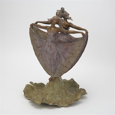 Lot 521 - Art Nouveau Cold Painted Bronze Figural...