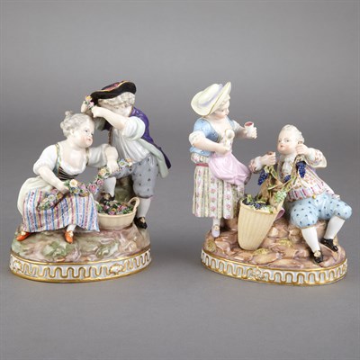 Lot 389 - Pair of Meissen Porcelain Figural Groups Late...