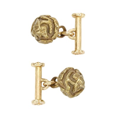 Lot 152 - Pair of Antique Gilt-Metal and Gold Cufflinks
