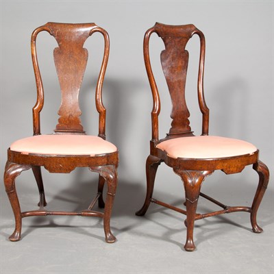 Lot 253 - Pair of Provincial George I Style Burl-Walnut...