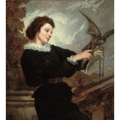 Lot 2 - Attributed to Thomas Couture The Falconer Oil...