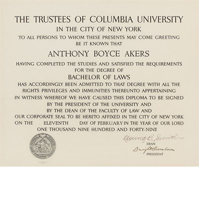 Lot 55 - EISENHOWER, DWIGHT Signed Columbia University...