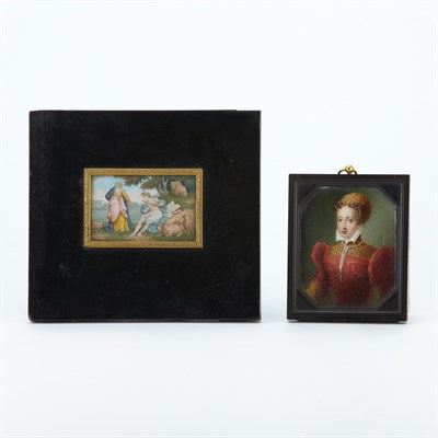 Lot 757 - Two Framed Paintings on Ivory 19th Century One...