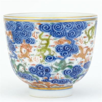 Lot 189 - Pair of Chinese Enameled, Gilt and Underglaze...