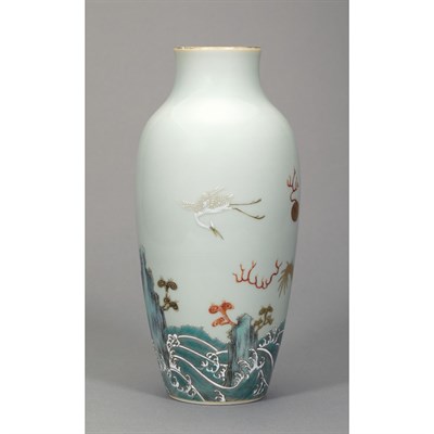 Lot 201 - Chinese Enameled Porcelain Vase Qing Dynasty...