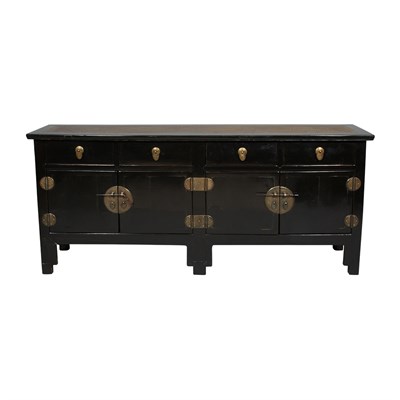 Lot 442 - Asian Style Rattan Top Black Lacquered Cabinet...