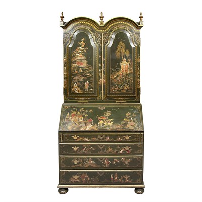 Lot 529 - Queen Anne Style Green and Gilt-Japanned...