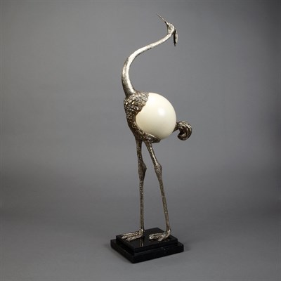 Lot 512 - Metal and Ostrich Egg Figure of a Crane Height...