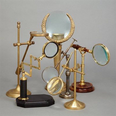 Lot 262 - Group of Six Brass Magnifying Glasses Height...