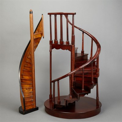 Lot 178 - Two Stained Wood Architectural Stair Models...