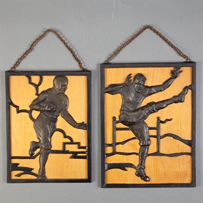 Lot 666 - Pair of Art Deco Bronze Mounted Wood Football...