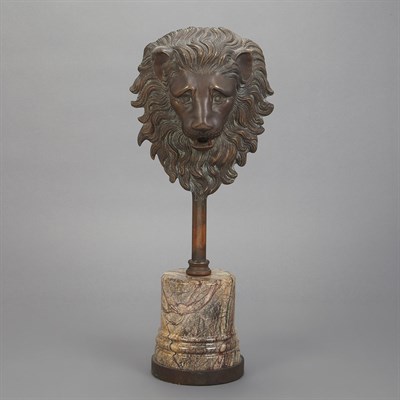 Lot 334 - Bronze Lion's Head on Stand Height 17 inches,...