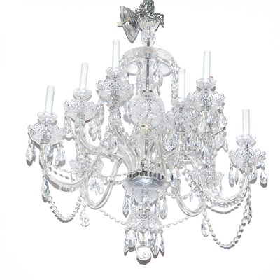 Lot 590 - Georgian Style Glass Ten-Light Chandelier...