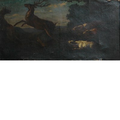 Lot 9 - Flemish School 17th Century Stag Hunt Oil on...