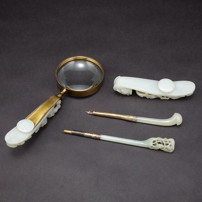 Lot 160 - Group of Four Chinese Jade Articles 19th/20th...